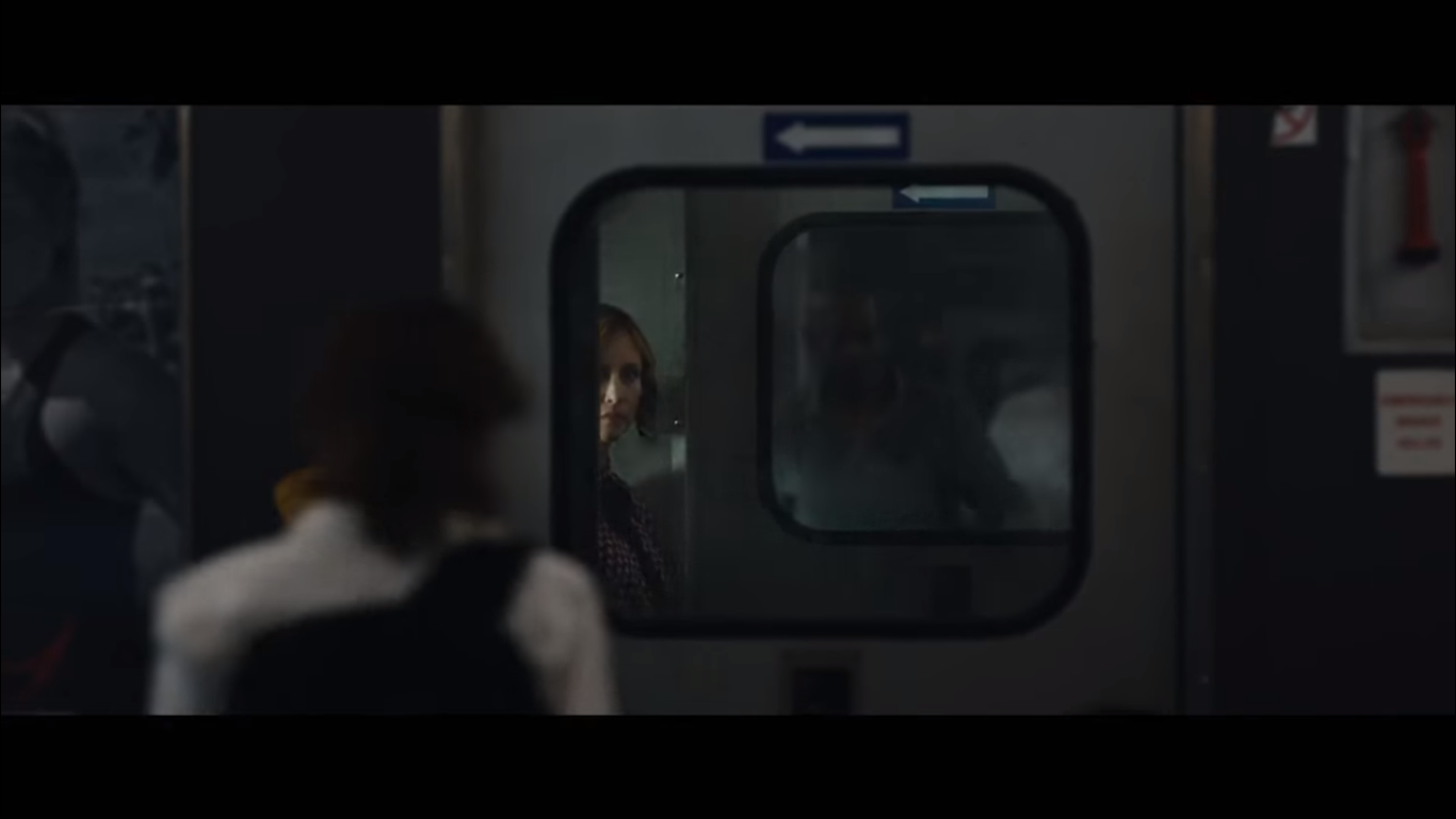 Half-obscured Vera Farmiga in The Commuter