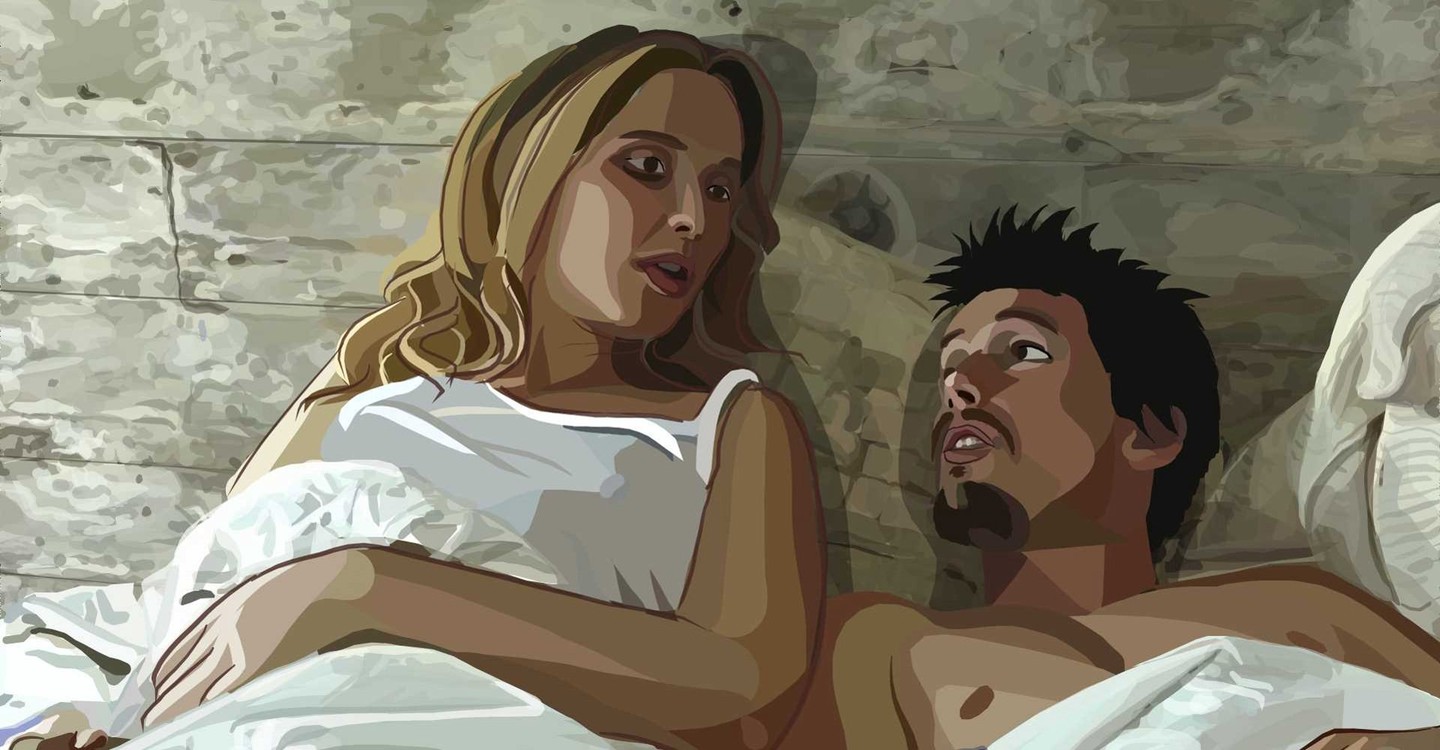 Julie Delpy and Ethan Hawke in Linklater's Waking Life